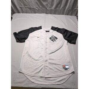 Nike Team White Sox Mens Tshirt Jersey Short Sleeve Gray Button Down Size Large